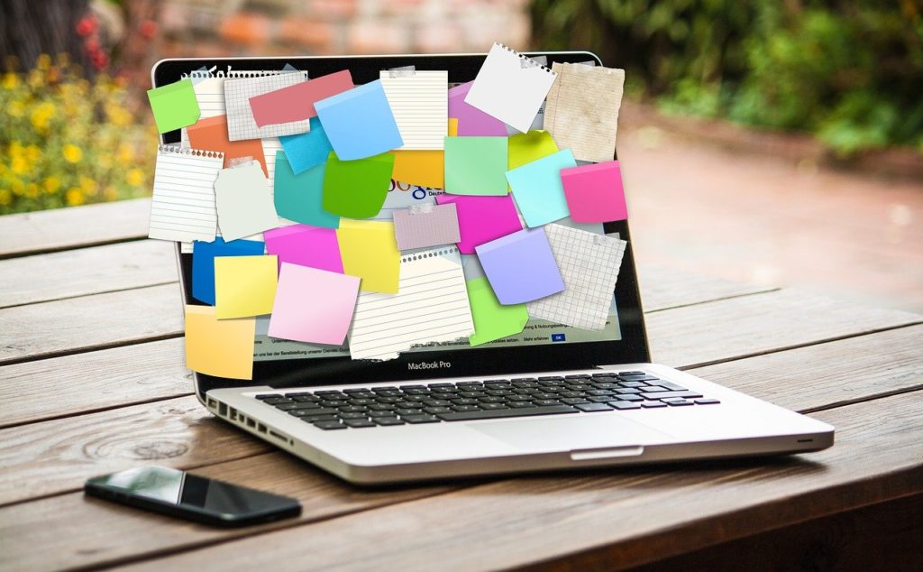 bulletin board, laptop, computer